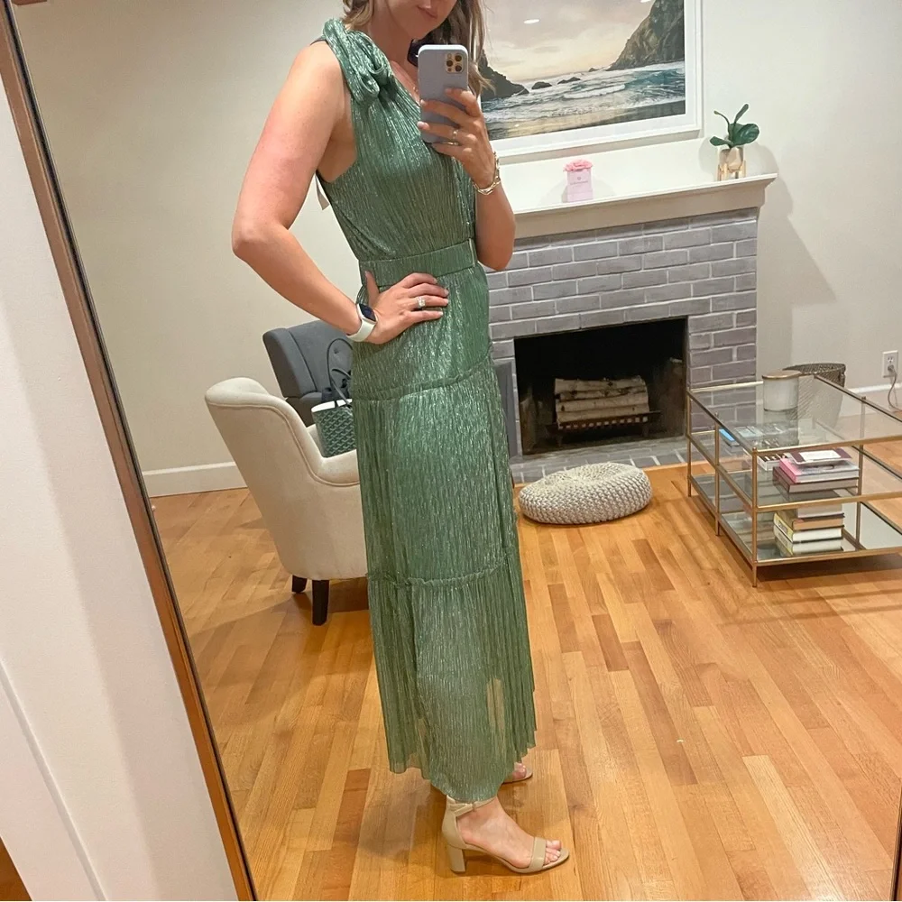 Sabina Musayev Helena Metallic Green Gown, size M - Picture 4 of 6